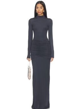 OW Collection Celia Maxi Dress in Charcoal